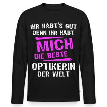Optikerin Spruch - Männer Premium Bio Langarmshirt - Schwarz - Vorne - Nico (187cm)
