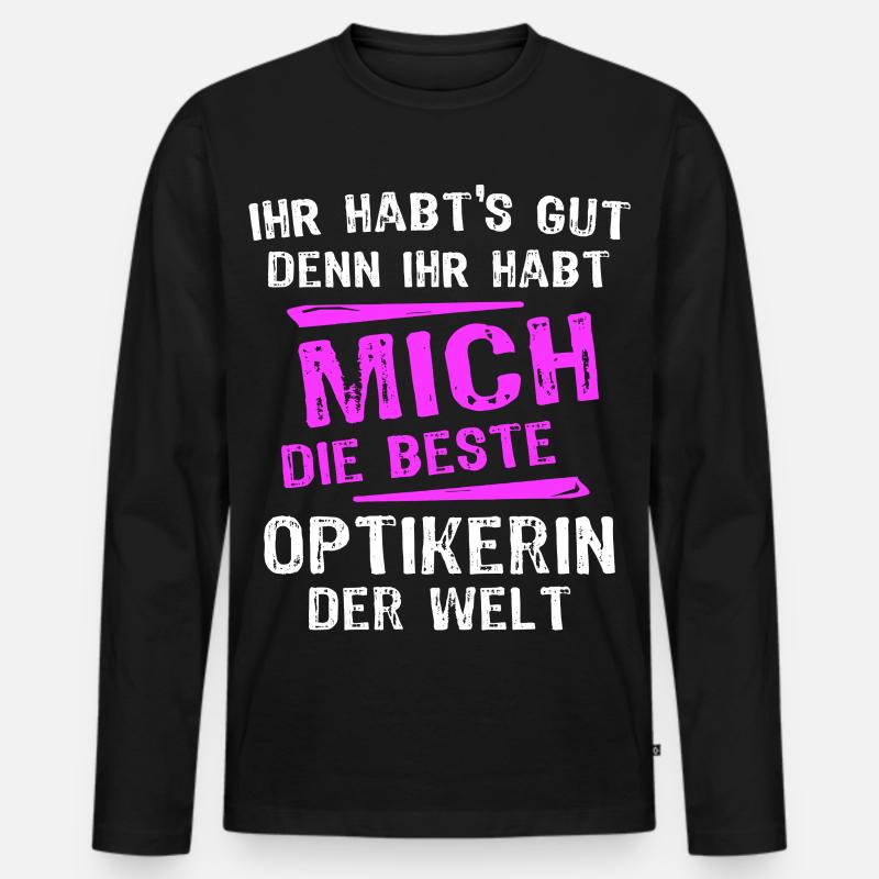 Optikerin Spruch - Männer Premium Bio Langarmshirt - Schwarz