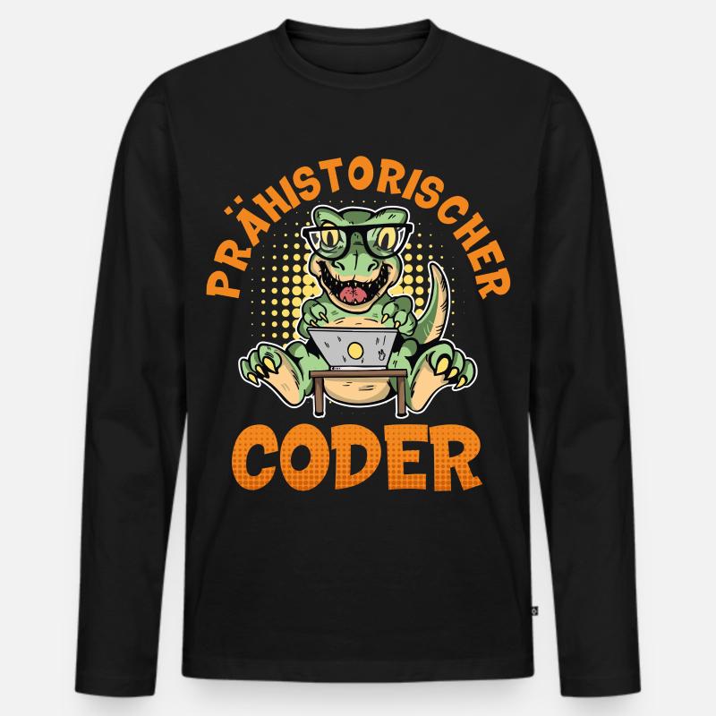 Programmation PRÉHISTORIQUE : Divertissement du CODER - T-shirt manches longues Premium bio Homme - noir