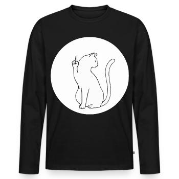 Katze Katzen Cat Kätzchen Mieze Mittelfinger - Männer Premium Bio Langarmshirt - Schwarz - Vorne - Nico (187cm)