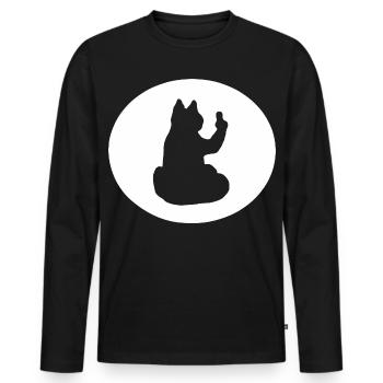 Katze Katzen Cat Kätzchen Mieze Mittelfinger - Männer Premium Bio Langarmshirt - Schwarz - Vorne - Nico (187cm)