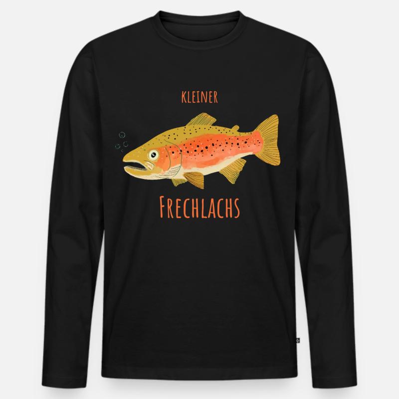 Kleiner Frechlachs - Männer Premium Bio Langarmshirt - Schwarz