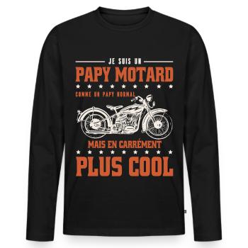 Ich bin ein Biker-Opa wie ein normaler Opa, aber c - Männer Premium Bio Langarmshirt - Schwarz - Vorne - Nico (187cm)