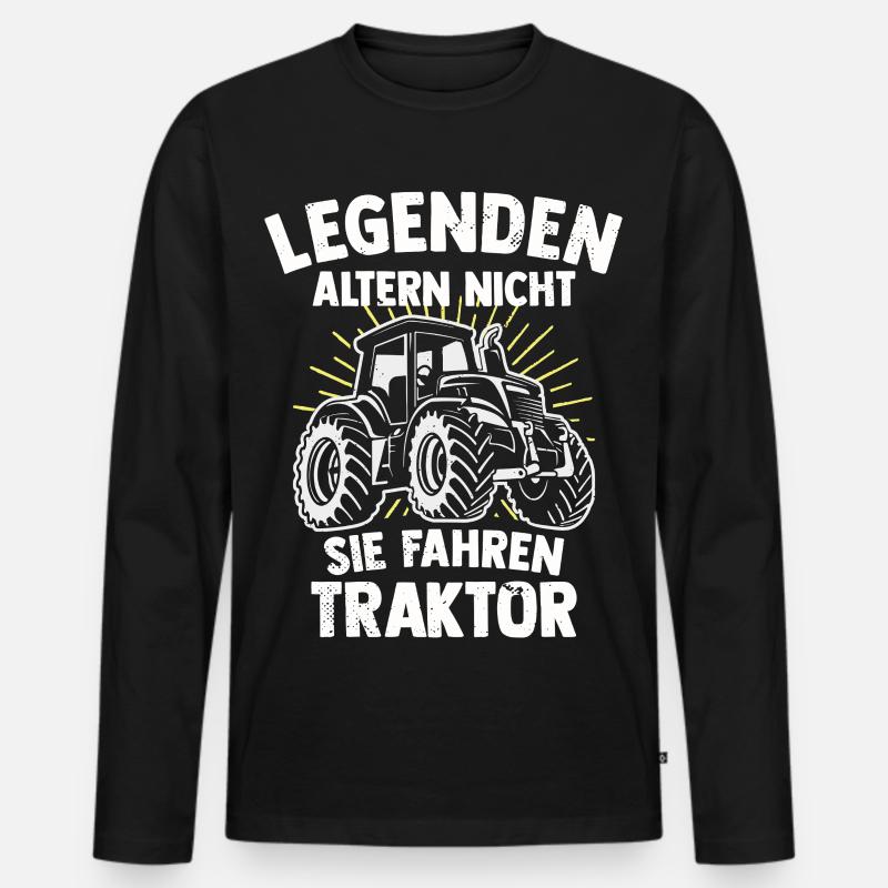 Legenden fahren den Traktor eines Bauern - Männer Premium Bio Langarmshirt - Schwarz