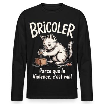Tinkering, because violence is bad - Men's Premium Organic Long Sleeve Shirt - black - Front - Nico (187cm)
