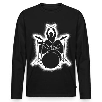 Batterie Batteur Batteur - T-shirt manches longues Premium bio Homme - noir - Devant - Nico (187cm)