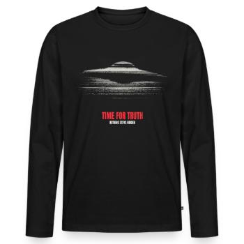 Time for Truth – UFO in retro look - Men's Premium Organic Long Sleeve Shirt - black - Front - Nico (187cm)