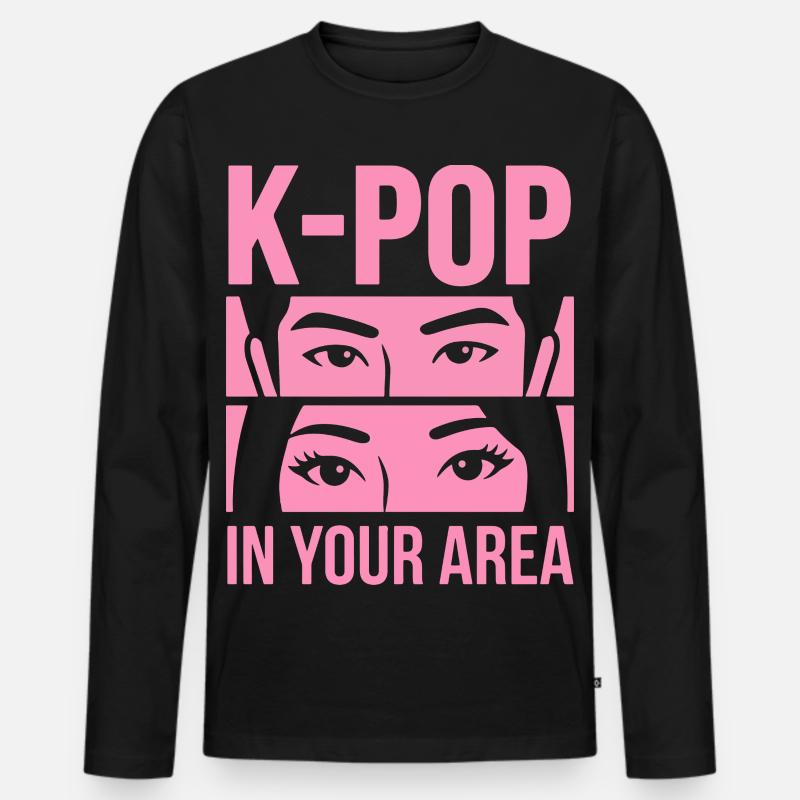K-Pop Blick Pink in Area - Männer Premium Bio Langarmshirt - Schwarz
