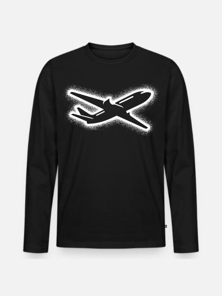 Airplane Aviator Men's Boys Pilot - Men's Premium Organic Long Sleeve Shirt - black