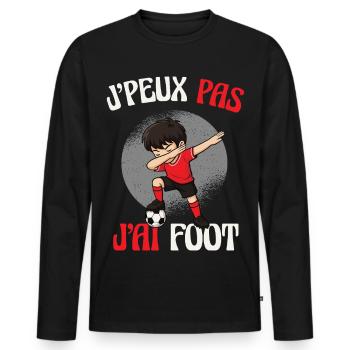 J’peux pas j’ai foot – enfant cartoon - T-shirt manches longues Premium bio Homme - noir - Devant - Nico (187cm)