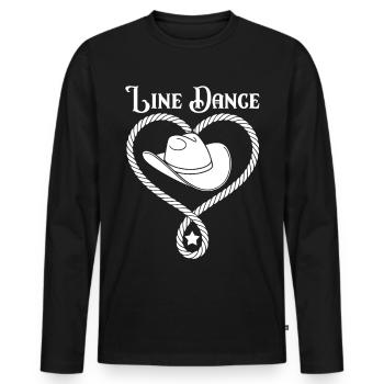 Cœur de danse en ligne avec chapeau de cowboy - T-shirt manches longues Premium bio Homme - noir - Devant - Nico (187cm)