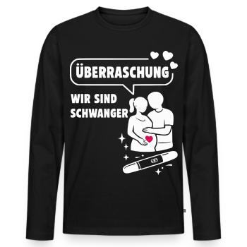 Surprise: We are pregnant - Men's Premium Organic Long Sleeve Shirt - black - Front - Nico (187cm)