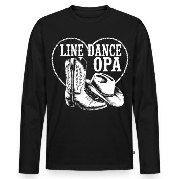 Danse en ligne Grand-père Cowboy Cœur - T-shirt manches longues Premium bio Homme - noir - Devant - Nico (187cm)