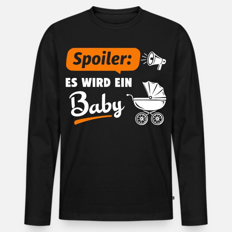Spoiler: Es wird ein Baby - Männer Premium Bio Langarmshirt - Schwarz