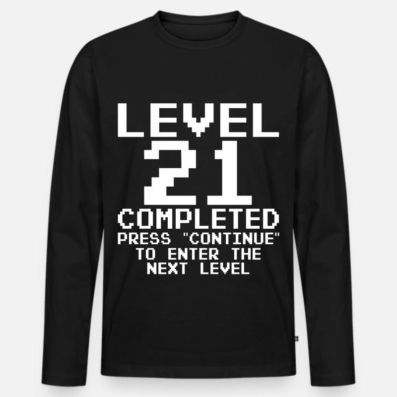 Level 21 Completed Pixel Quest - Männer Premium Bio Langarmshirt - Schwarz