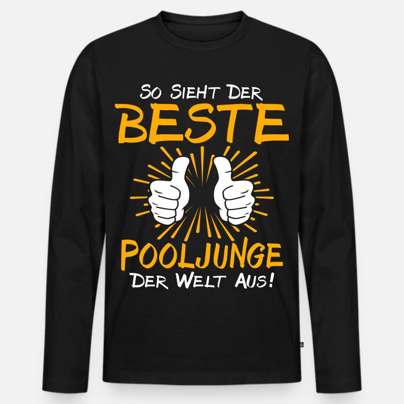 Pooljunge Geschenkidee - Männer Premium Bio Langarmshirt - Schwarz