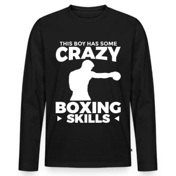 Junge mit verrückten Boxfähigkeiten - Männer Premium Bio Langarmshirt - Schwarz - Vorne - Nico (187cm)