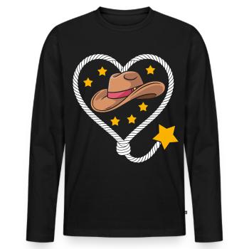 Western Étoile du Chapeau de Cœur - T-shirt manches longues Premium bio Homme - noir - Devant - Nico (187cm)