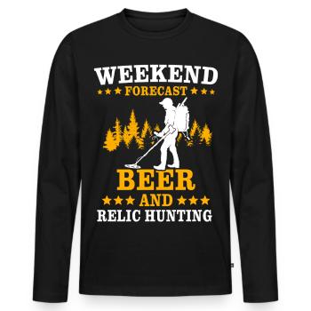 Relic Seeker Metal Detector - Men's Premium Organic Long Sleeve Shirt - black - Front - Nico (187cm)
