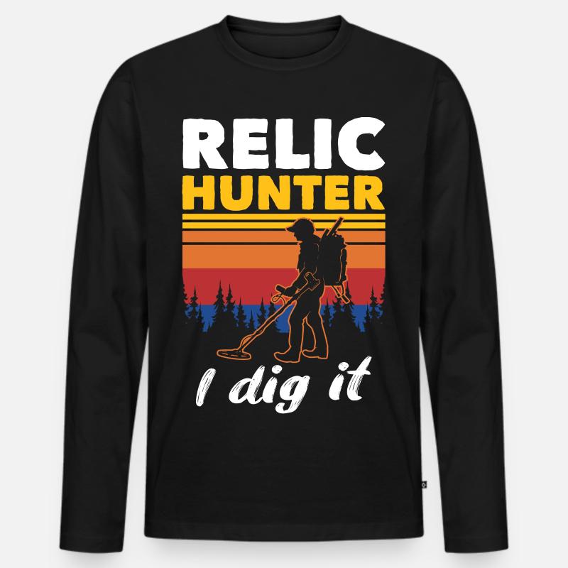 Reliktesucher Sondeln - Männer Premium Bio Langarmshirt - Schwarz