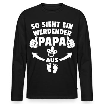 So sieht ein werdender Papa aus - Männer Premium Bio Langarmshirt - Schwarz - Vorne - Nico (187cm)