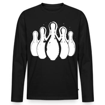 Bowling - Männer Premium Bio Langarmshirt - Schwarz - Vorne - Nico (187cm)