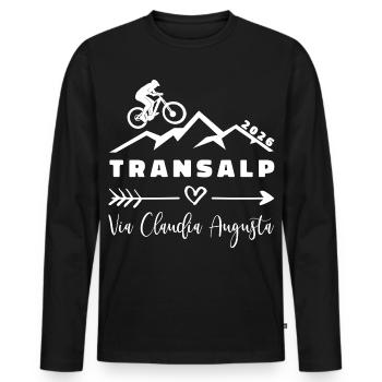 Transalp 2026 - Fahrrad MTB -  Via Claudia Augusta - Männer Premium Bio Langarmshirt - Schwarz - Vorne - Nico (187cm)