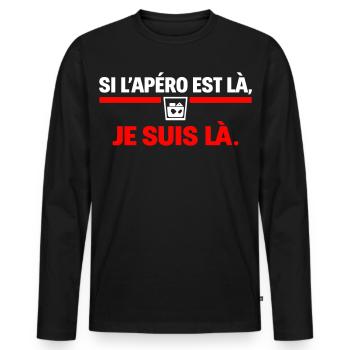 Wenn der Aperitif da ist, bin ich dabei, Humor - Männer Premium Bio Langarmshirt - Schwarz - Vorne - Nico (187cm)