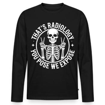 Skelett im Radiologie-Design - Männer Premium Bio Langarmshirt - Schwarz - Vorne - Nico (187cm)