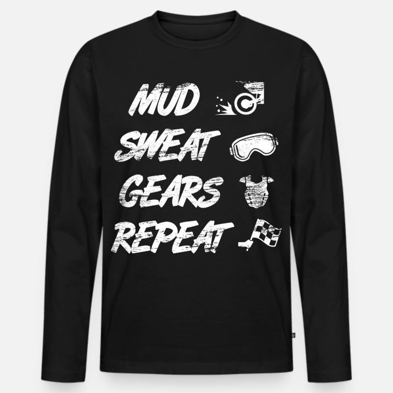 Mud Sweat Gears Repeat - Männer Premium Bio Langarmshirt - Schwarz