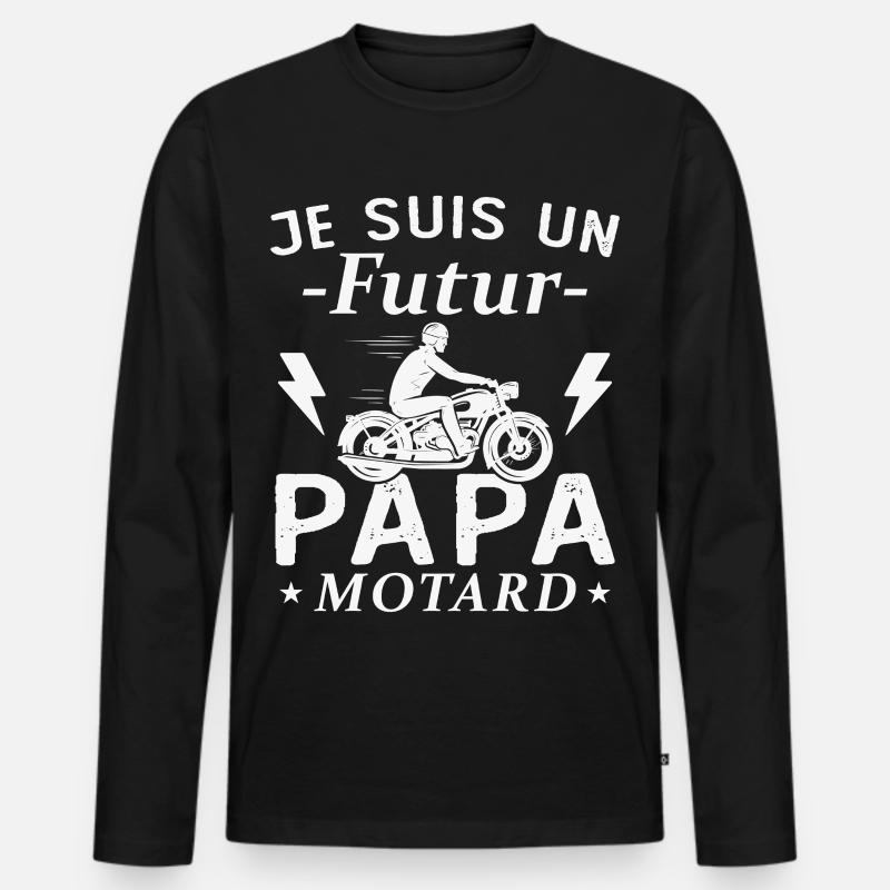 Ich bin ein werdender Biker-Vater - Männer Premium Bio Langarmshirt - Schwarz