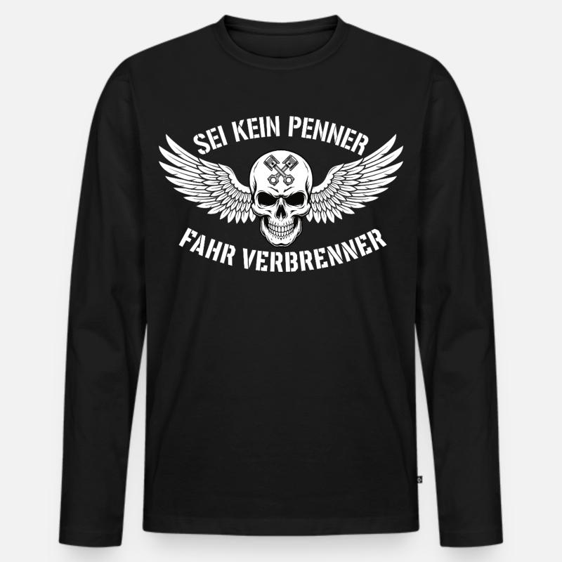 Ride Combustion Engine – Biker Skull Statement - Men's Premium Organic Long Sleeve Shirt - black