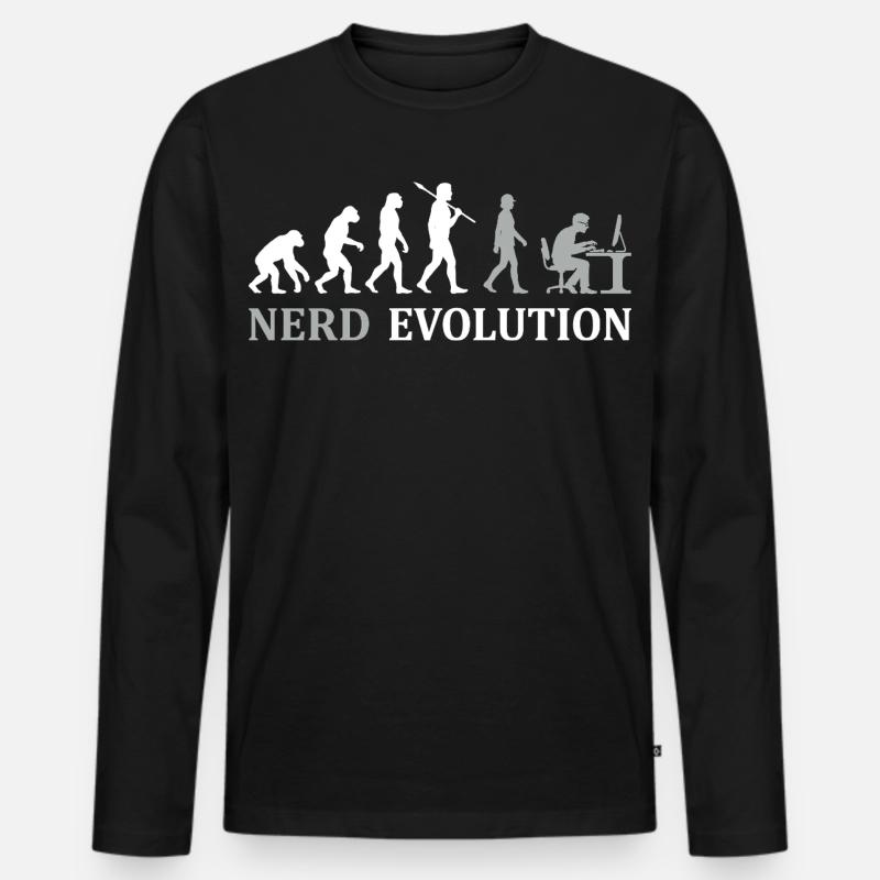 Nerd Evolution – Vom Affen zum PC-Profi - Männer Premium Bio Langarmshirt - Schwarz