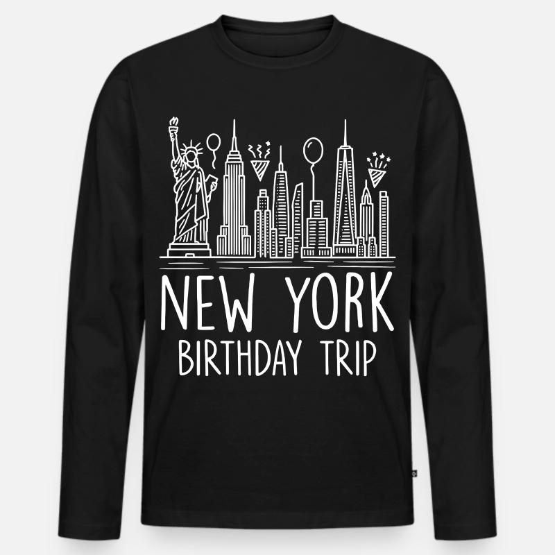 New York Birthday Trip - Männer Premium Bio Langarmshirt - Schwarz