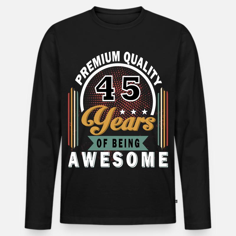 45 Jahre Awesome Jubiläum - Männer Premium Bio Langarmshirt - Schwarz