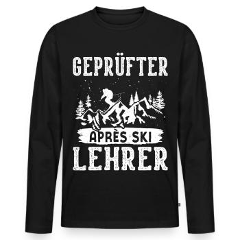 Skier CERTIFIED APRÈS-SKI INSTRUCTOR Fun - Men's Premium Organic Long Sleeve Shirt - black - Front - Nico (187cm)
