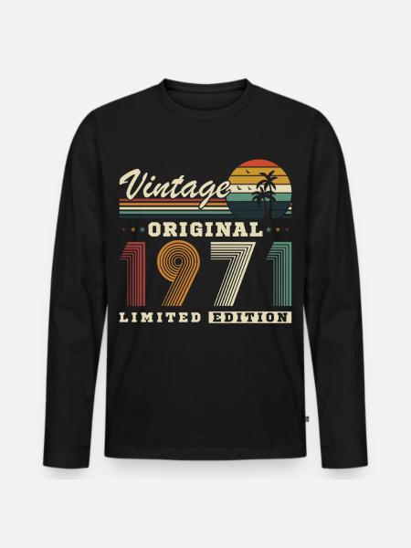Originales Retro-Jubiläumsgeschenk von 1971 - Männer Premium Bio Langarmshirt - Schwarz