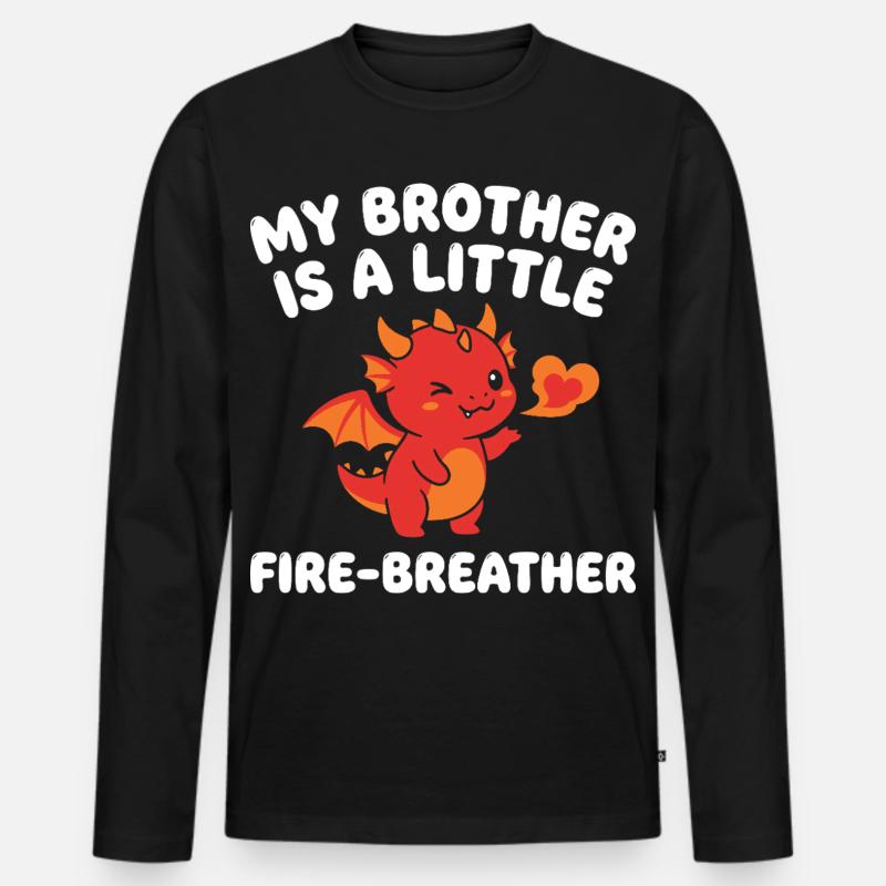 Schwester Drache Süßes Geschwisterchen - Männer Premium Bio Langarmshirt - Schwarz