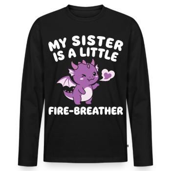 Frère Dragon Mignon, Frère ou Sœur - T-shirt manches longues Premium bio Homme - noir - Devant - Nico (187cm)