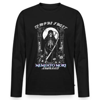 Grim Reaper Tarot Card Memento Mori Skeleton - Men's Premium Organic Long Sleeve Shirt - black - Front - Nico (187cm)