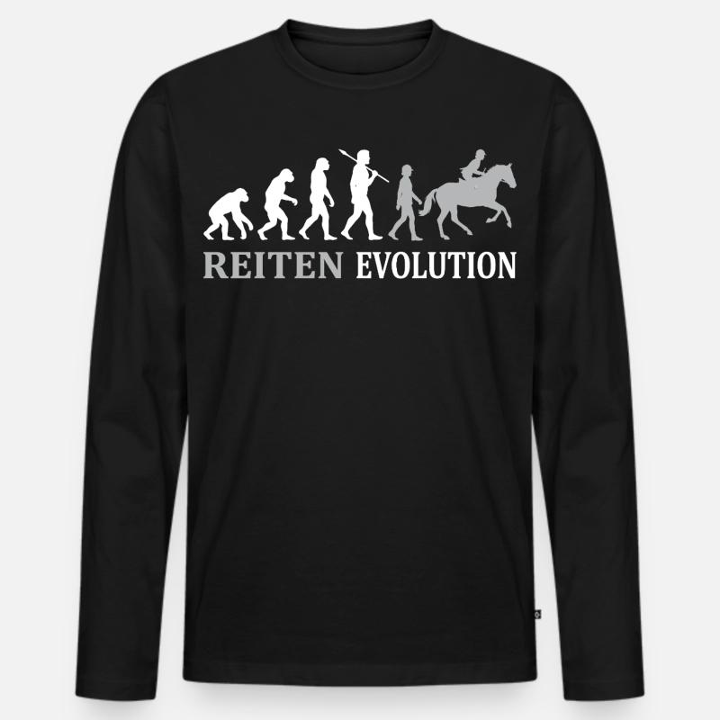 Reiten Evolution – Vom Affen zum Reiter - Männer Premium Bio Langarmshirt - Schwarz