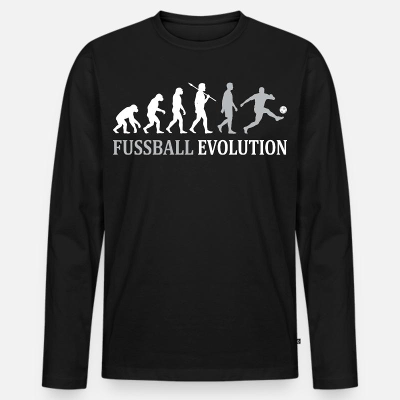 Fußball Evolution – Vom Affen zum Kicker - Männer Premium Bio Langarmshirt - Schwarz
