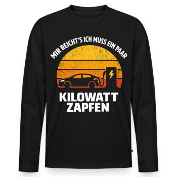 I've had enough: tapping kilowatts – e-car - Men's Premium Organic Long Sleeve Shirt - black - Front - Nico (187cm)