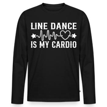 Line Dance Cardio Heartbeat Motif - Men's Premium Organic Long Sleeve Shirt - black - Front - Nico (187cm)