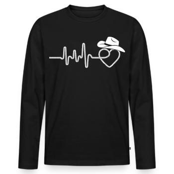 Line Dance ist mein Cardio – Country Western Tanz - Männer Premium Bio Langarmshirt - Schwarz - Vorne - Nico (187cm)
