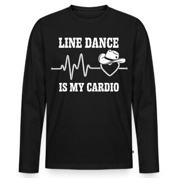 Line Dance Cardio Heart Cowboy - Men's Premium Organic Long Sleeve Shirt - black - Front - Nico (187cm)