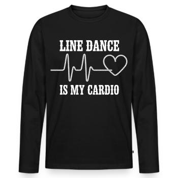Line Dance Cardio Herz - Männer Premium Bio Langarmshirt - Schwarz - Vorne - Nico (187cm)
