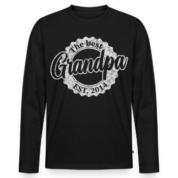 The Best Grandpa since 2014 - Men's Premium Organic Long Sleeve Shirt - black - Front - Nico (187cm)