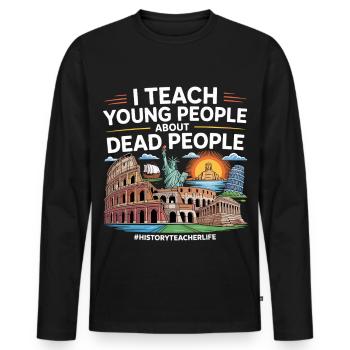 histoire - T-shirt manches longues Premium bio Homme - noir - Devant - Nico (187cm)