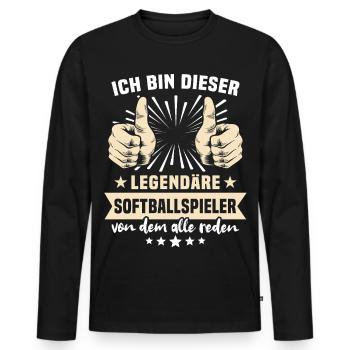 Citations de joueuses de softball - T-shirt manches longues Premium bio Homme - noir - Devant - Nico (187cm)